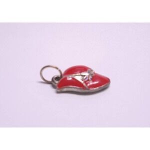 Vintage Red Hat Ladies Charm Pendant Red Vintage Enamel Silver Tone Hat Society
